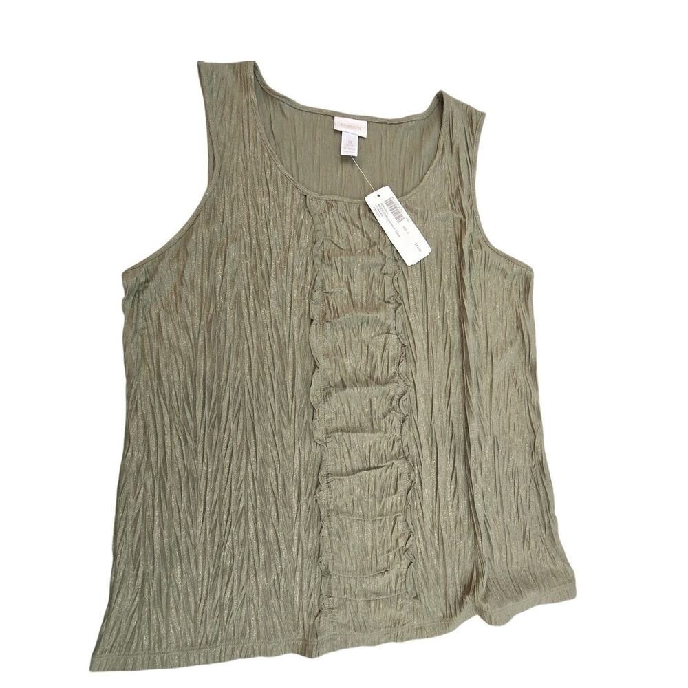 Chico's Fatigue(color) Moonbean Crinkle tank top MSRP $45 NWT SZ 3/XL